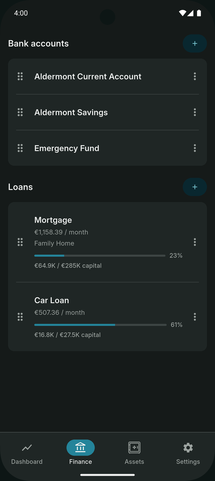 Bank accounts and loans